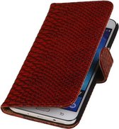Samsung Galaxy J7 2015 Snake Slang Booktype Wallet Hoesje Rood - Cover Case Hoes