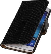 Samsung Galaxy J7 Snake Slang Booktype Wallet Hoesje Zwart - Cover Case Hoes