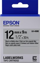 Epson Matte Tape - LK-4SBE Matte Blk/MattSiv 12/9