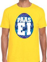 Paasei t-shirt geel met blauw ei voor heren S