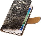 Samsung Galaxy A5 - Zwart Lace/Kant hoesje - Book Case Wallet Cover Beschermhoes