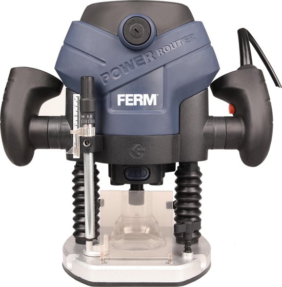 FERM - PRM1015 - Bovenfrees - 1300W - 2 Spantangen - 6mm - én - 8mm - Stofzuiger adapter - Ingebouwde - LED werkverlichting - Freesdiepte 60mm - Freesdiameter 30mm - 6-delige - Freesset - Parallelgeleider - Sjabloongeleider - Precisie bovenfrees