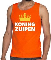 Oranje Koning Zuipen tanktop / mouwloos shirt - Singlet voor heren - Koningsdag kleding L