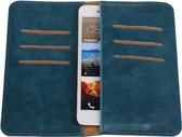 Blauw Pull-up Large Pu portemonnee wallet voor HTC One A9