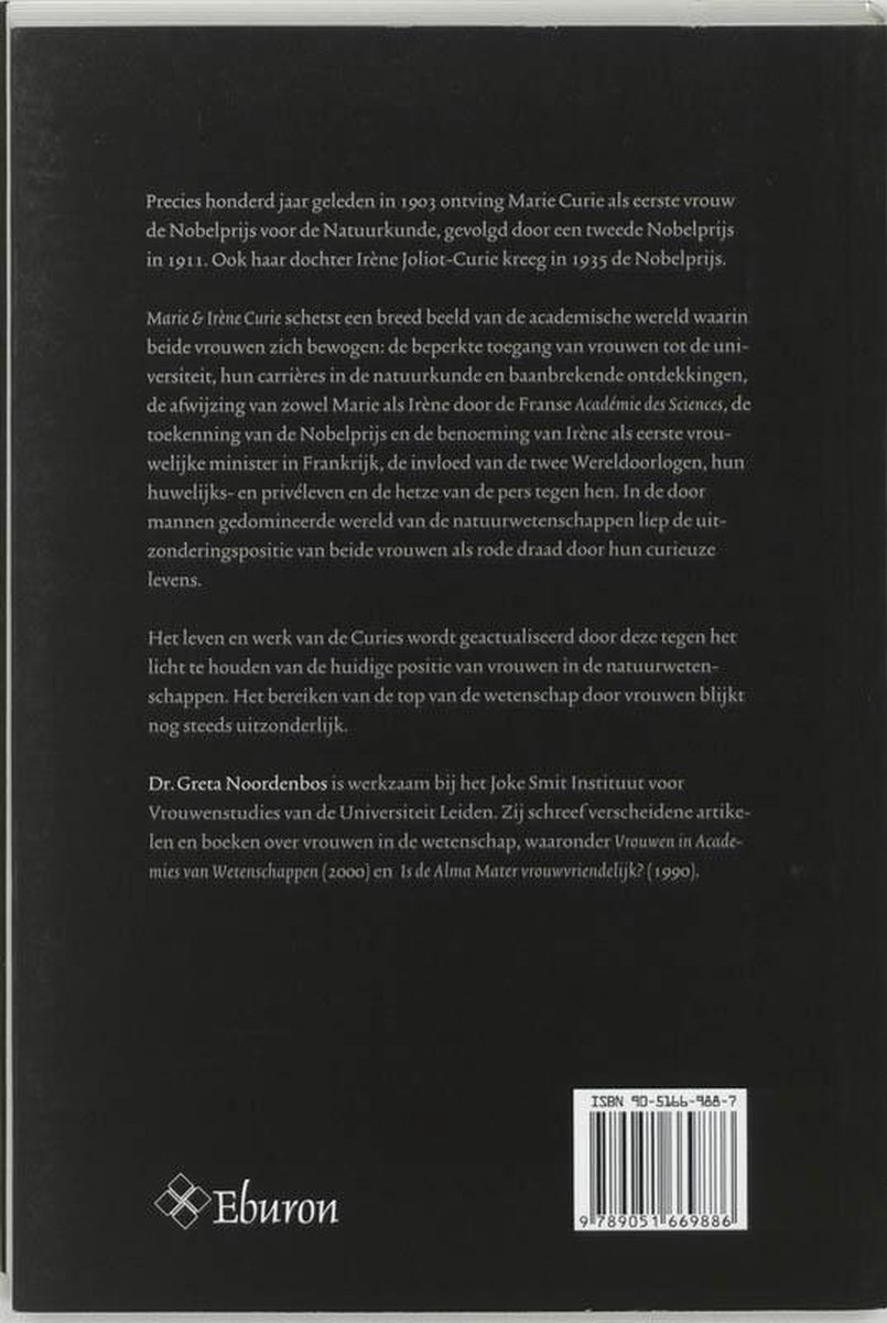 Achterkant van een boek met tekst en ISBN-nummer, "Eburon"
