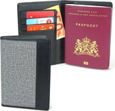 WellTravelled - Paspoorthouder - Reisportemonnee 3 pasjes - Paspoorthoes - Grijs met Zwart - Paspoortmapje voor op reis