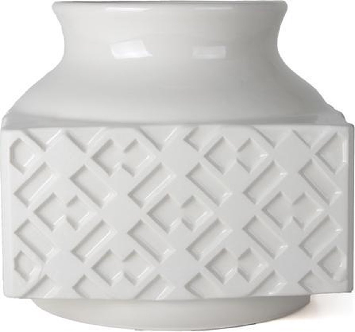 Suai Keramische Vaas Wit 16 cm - Handgemaakt - Mat/Glanzend Effect - Fair Trade