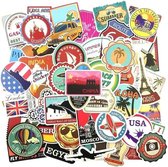 Mix van 100 stickers - Thema is reizen en landen - voor laptop/koffer/muur/auto