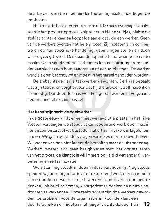 Pagina met tekst over de ambachts- en doelwerker en de relatie met de organisatie.