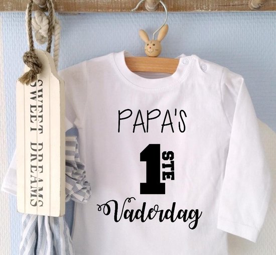 Shirtje Papa's 1ste eerste Vaderdag | Lange of korte mouw | wit | maat  56-110 | Cadeau... | bol.com
