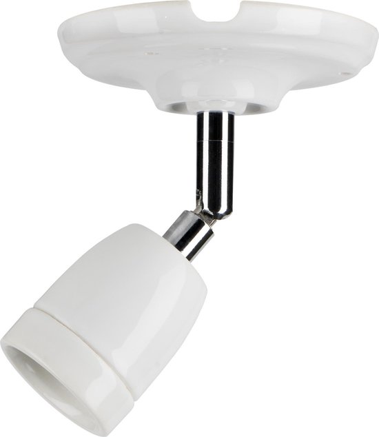 Plafond / Wandlamp Porselein Wit E27 verstelbare arm