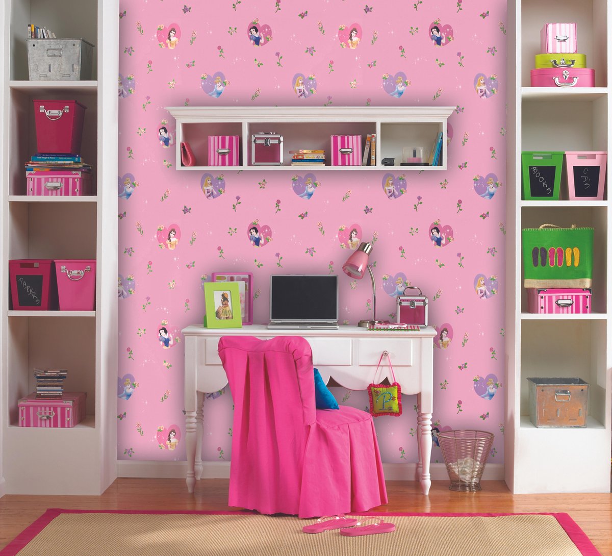 Dutch Wallcoverings Papierbehang - Kinderbehang - Disney - Princess - Roze