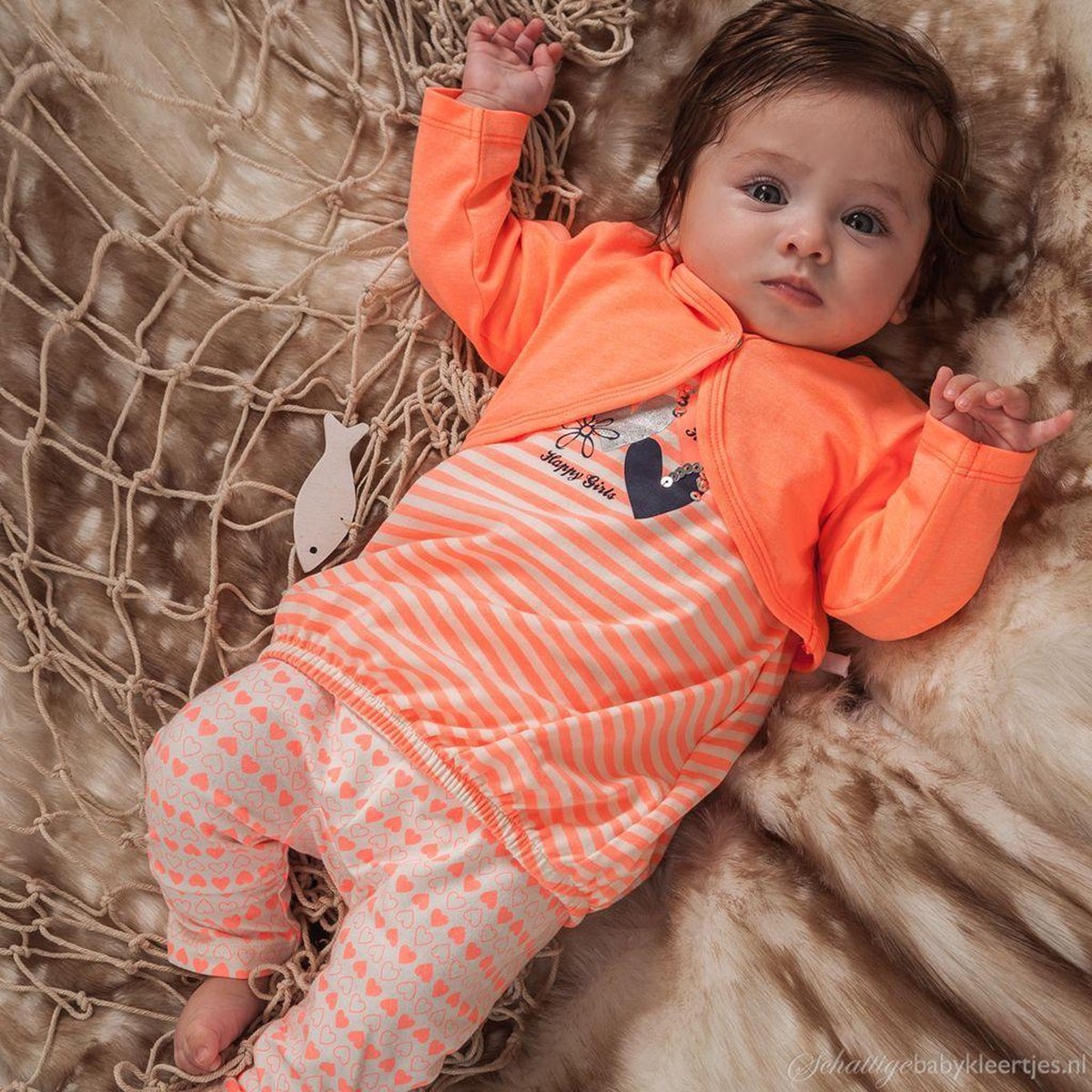 Baby setje Happy Girls koraal Dirkje babykleding bol