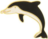 Behave Broche dolfijn zwart wit emaille