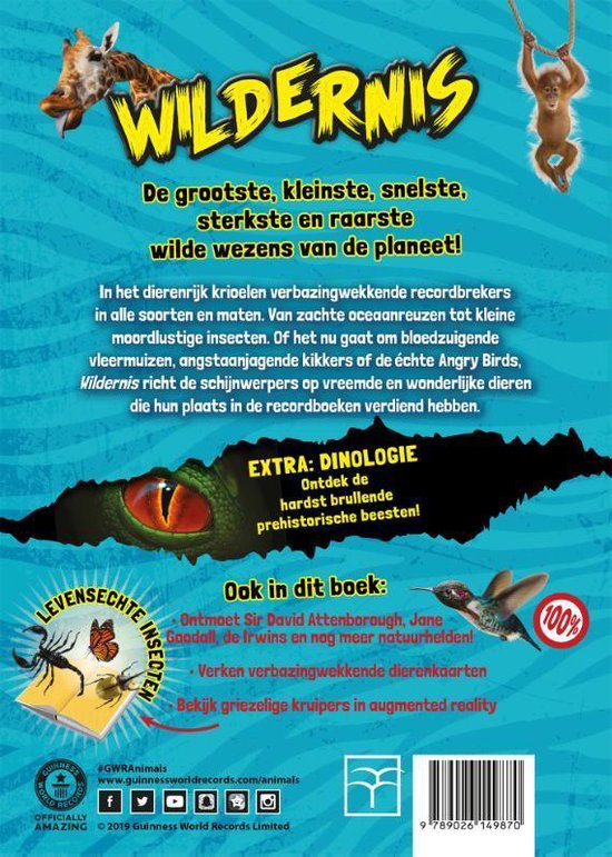 WILDERNIS: De grootste, kleinste, snelste, sterkste en raarste wilde wezens van de planeet. Met giraf, orang-oetan, alligator, libel en kolibrie.