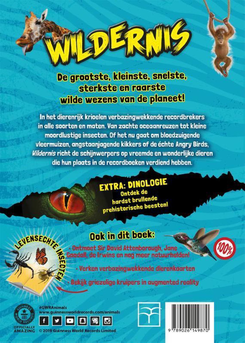 WILDERNIS: De grootste, kleinste, snelste, sterkste en raarste wilde wezens van de planeet. Met giraf, orang-oetan, alligator, libel en kolibrie.