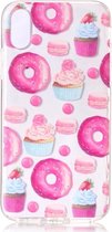 Shop4 - iPhone X / Xs Hoesje - Zachte Back Case Toetjes Transparant