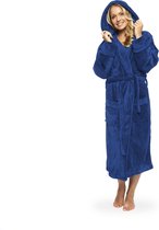 Lumaland - Badjas van microfiber - met capuchon - unisex - verkrijgbaar in verschillende kleuren en maten - Donkerblauw - XL