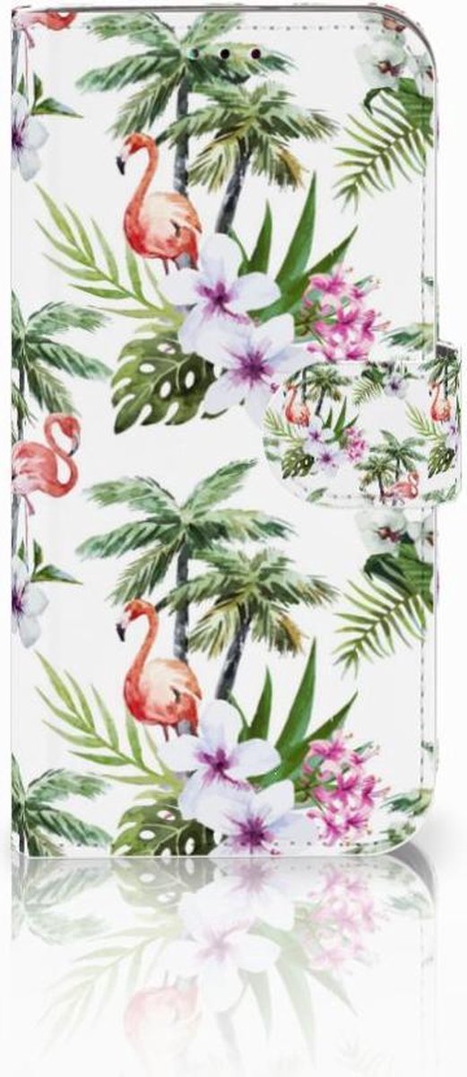 Samsung Galaxy A40 Telefoonhoesje met Pasjes Flamingo Palms