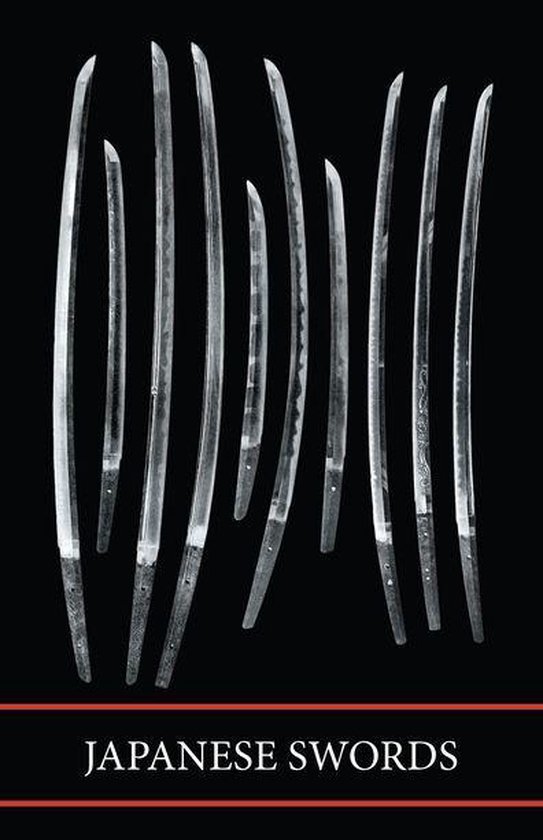 Douze épées japonaises de différentes longueurs, avec texture sur les lames, sur fond noir.