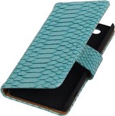 Sony Xperia Z4 Compact Snake Slang Bookstyle Wallet Hoesje Turquoise - Cover Case Hoes