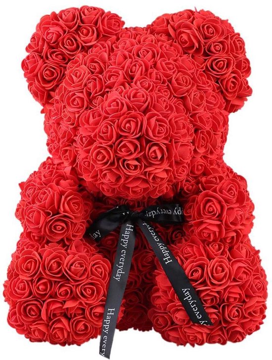 Teddy Rose Bear met Gift Box 40cm - Rood