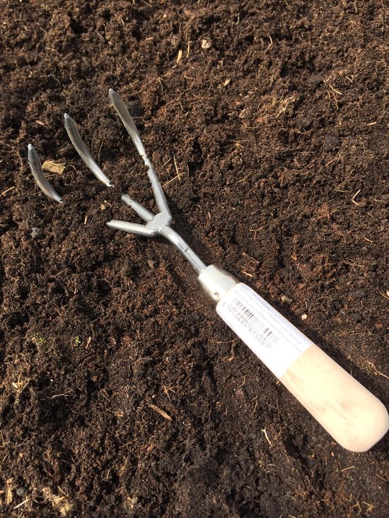 KOTARBAU® Cultivateur à Main avec 3 Dents Griffe de Jardin en Acier avec Manche en Bois 125 cm Accessoire de Jardinage Outil de Jardinage Accessoires de Plantation