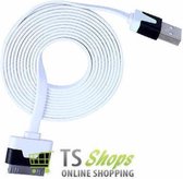 USB datakabel oplader Wit White 3 meter voor Apple iPhone 3G 3GS 4G 4S iPod iPad