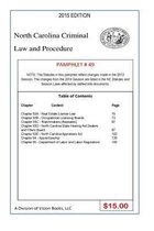 North Carolina Criminal Law and Procedure-Pamphlet 49