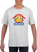 Wit Kroatie supporter kampioen shirt kinderen M (134-140)