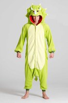 KIMU Onesie triceratops pak kostuum dinosaurus - maat M-L - dinosauruspak jumpsuit huispak