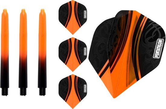 Afbeelding van het spel ABC Darts Flights Pentathlon - Dart flights en Medium Dart Shafts - Oranje - 3 sets