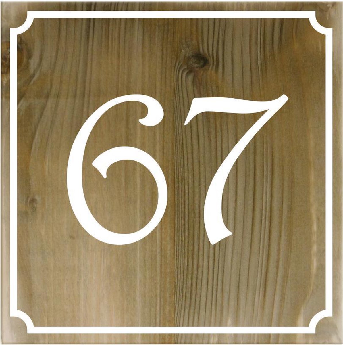 Huisnummerbord van steigerhout met uw huisnummer 20 x 20 cm