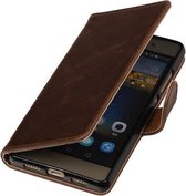 Mocca Pull-Up PU booktype wallet cover hoesje voor Huawei P9 Plus