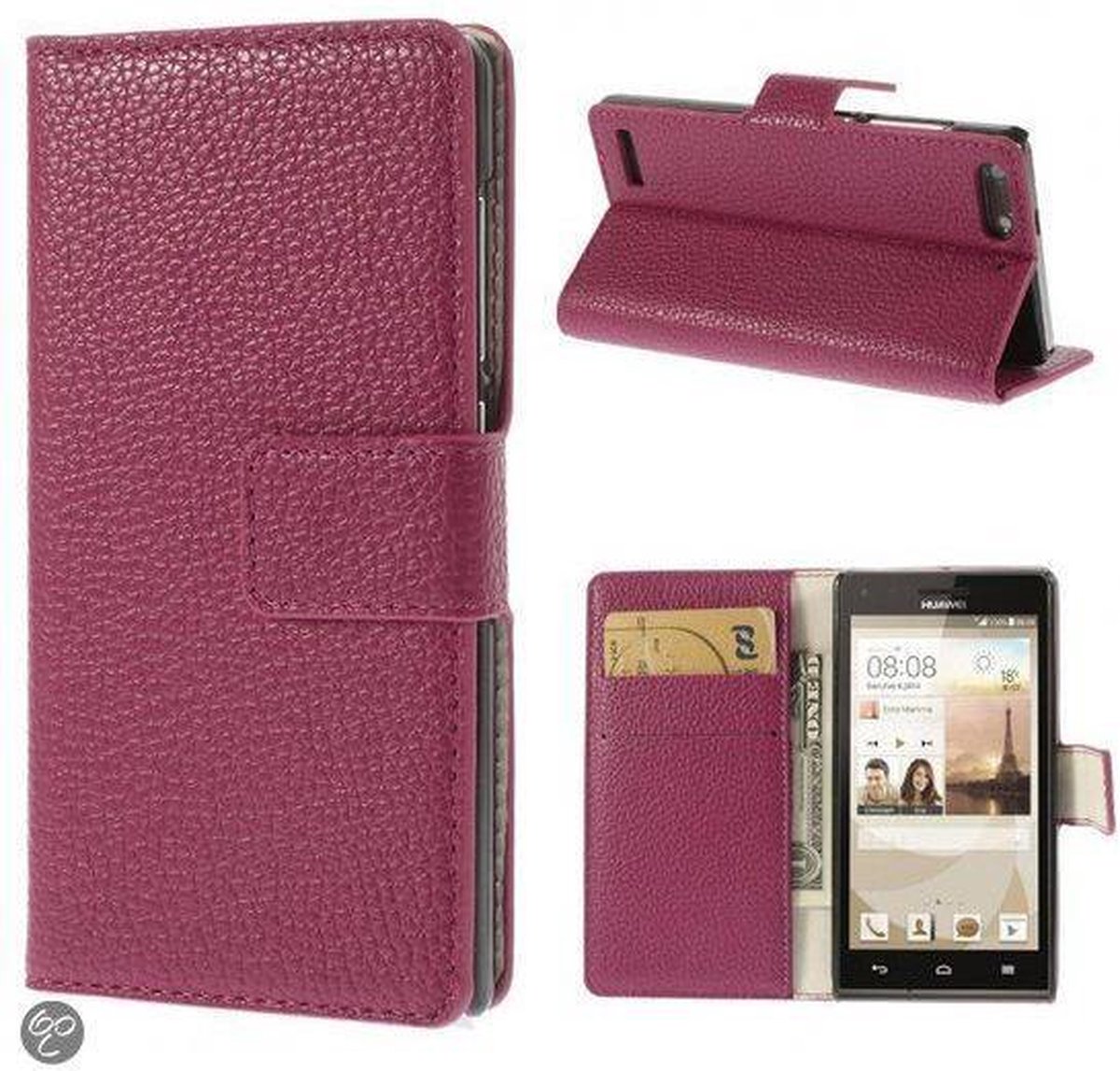 Huawei Ascend G6 book case wallet roze