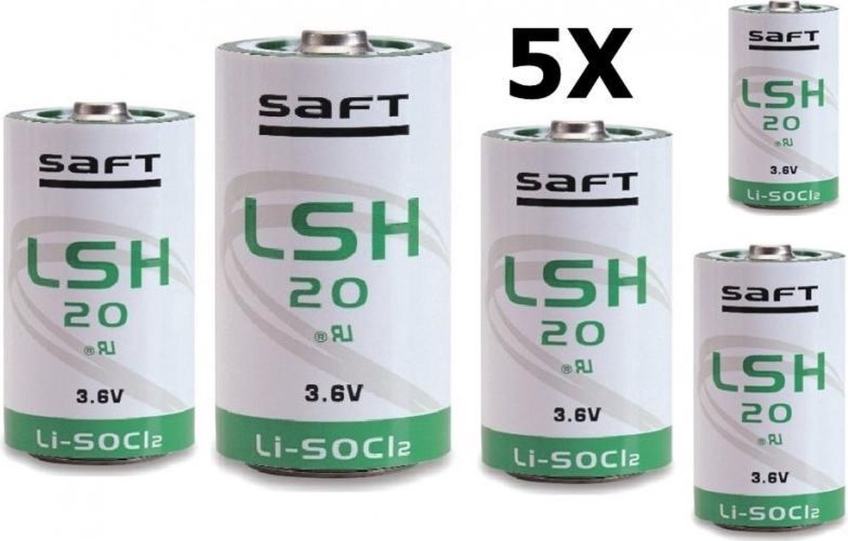 5 Stuks - SAFT LSH 20 D-formaat Lithium batterij 3.6V - 13000mAh