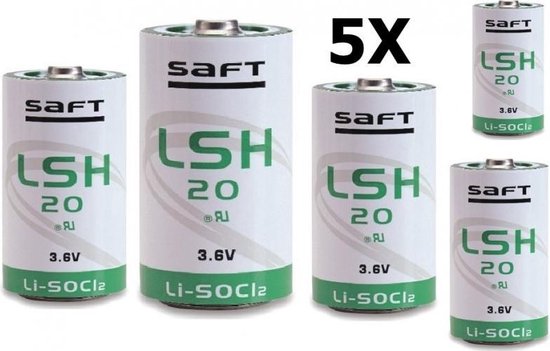 5 Stuks - SAFT LSH 20 D-formaat Lithium batterij 3.6V - 13000mAh | bol.com