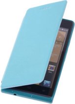 Sony Xperia Z1 Turquoise Map Case - Book Case Wallet Cover Hoesje