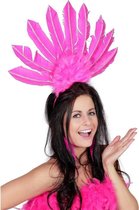 Roze haarband met veren voor dames