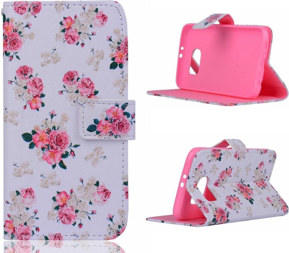 Elegant flower wallet hoesje Samsung Galaxy S6 Edge