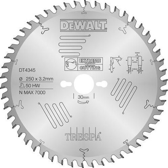 DEWALT Extreme DT1087 Cirkelzaagblad 165mm 54T - Voor Extra Fijne Sneden