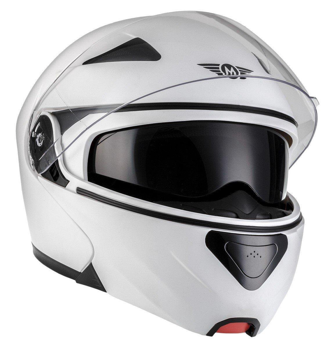 MOTO • MATT WHITE • L • Helm Motorhelm Systeemhelm Scooterhelm