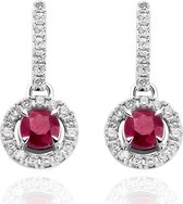 Orphelia OD-5332/RU - Oorhanger - 18 Karaat Witgoud - Diamant 0.41 ct / Robijn 0.92 ct - 2 cm