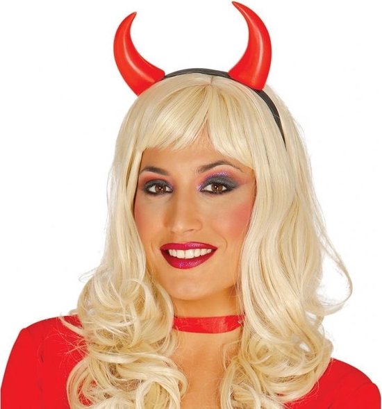 Diadeem met duivel hoorntjes - Duivelhoorntjes - Halloween/horror verkleed accessoire