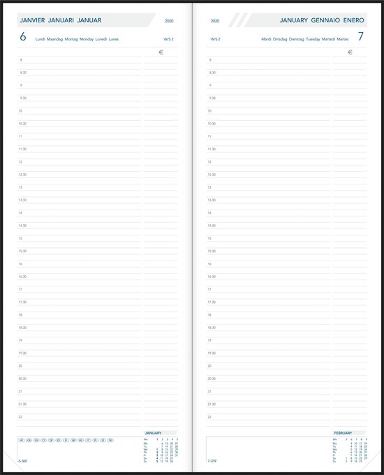 bol.com | Aurora -Bureau agenda - Lang (14x34cm) - 1 dag per pagina