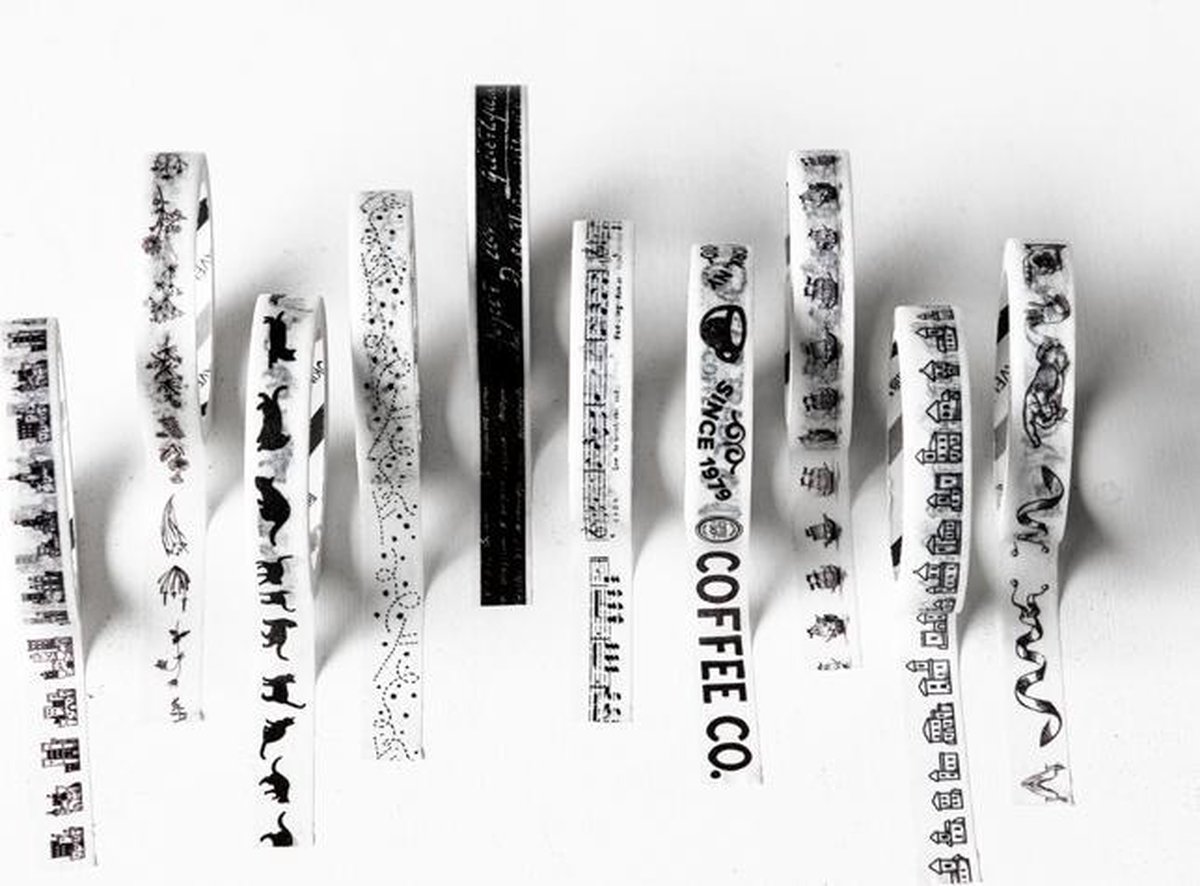 Een hekel hebben aan cache Ijsbeer Set van 10 verschillende Washi Tapes Zwart Wit | Masking Tape | bol.com