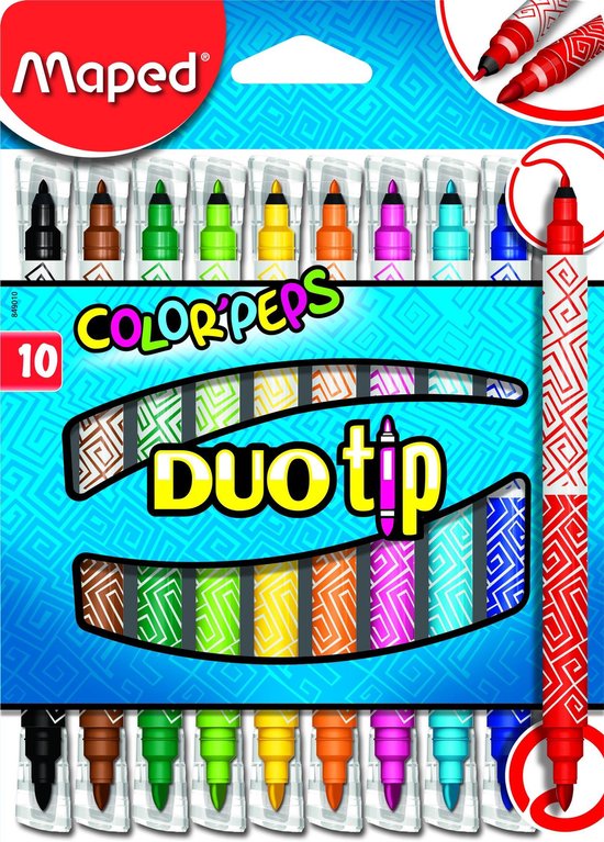 Color'Peps goed uitwasbare viltstift - DUO TIP - in ophangdoos x 10