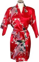 TA-HWA - Dames Kimono Kort - met Pauw Motief - Rood - One Size