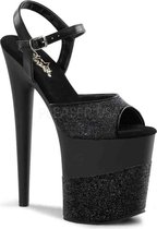 Pleaser Sandaal met enkelband, Paaldans schoenen -35 Shoes- FLAMINGO-809-2G Paaldans schoenen Zwart