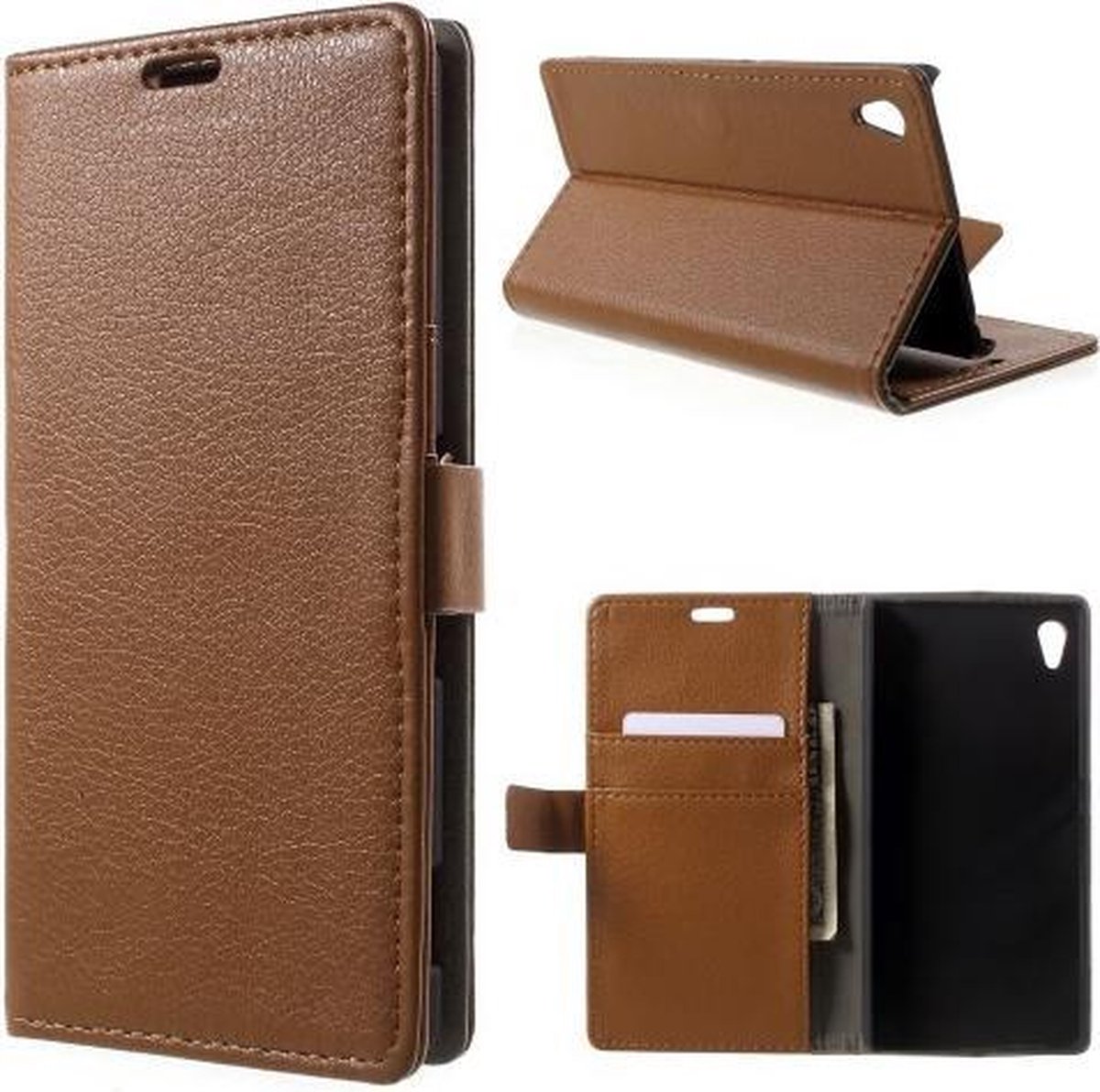 Litchi wallet hoesje Sony Xperia Z4 bruin